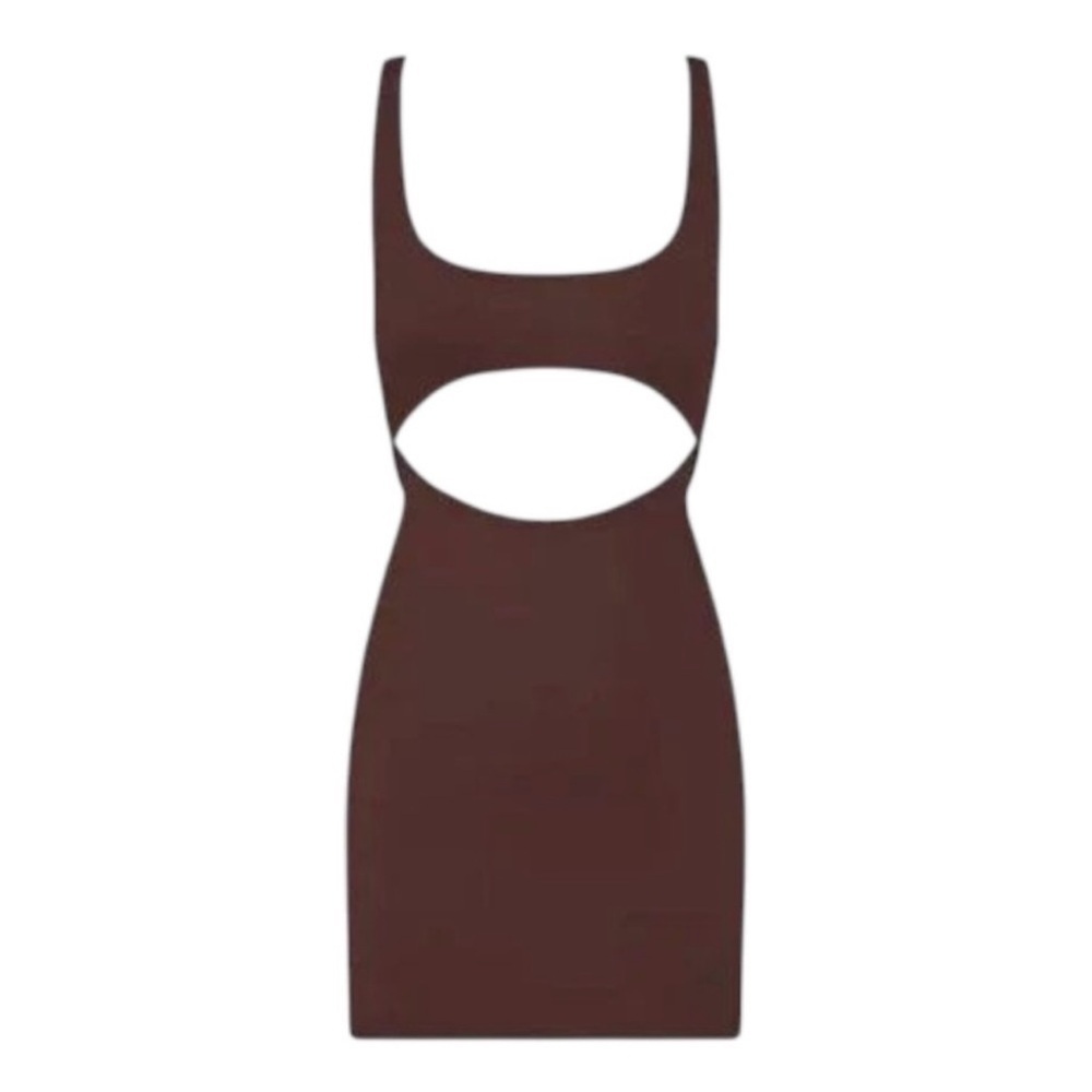NWT SKIMS Recycled Swim Cut Out Tank Dress Cocoa XL